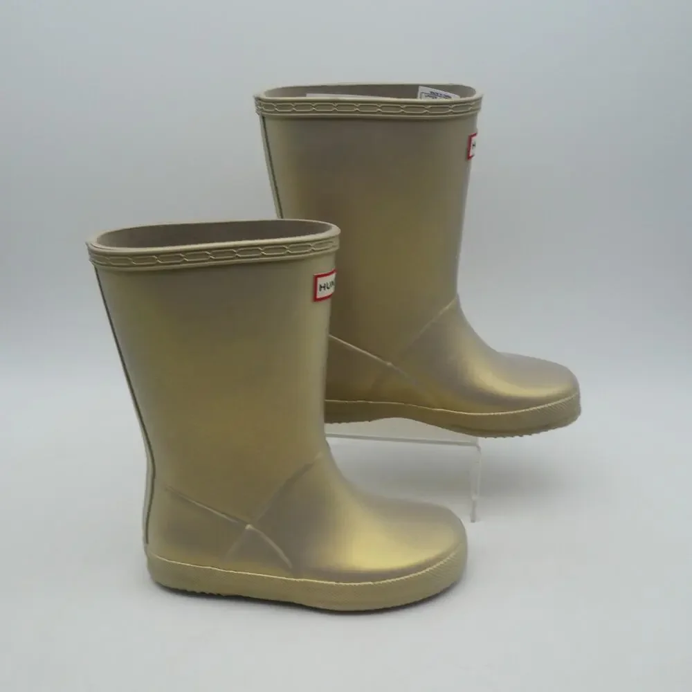 NEW Hunter Kids First Classic Rain Boots Nebula Gold Little Kid's US 12 UK 10